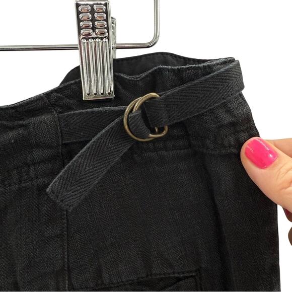 Sundance Black Coastal Cove Buttons Pockets Wide Leg Linen Sailor Pants Size 8 - Picture 8 of 12